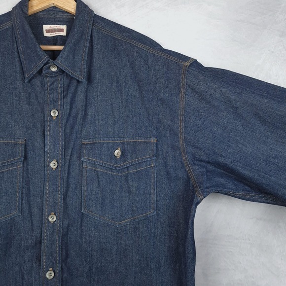 Vintage GAP Denim Shirt Mens Large Long Sleeve Button Front Point Collar 90s - Picture 4 of 16